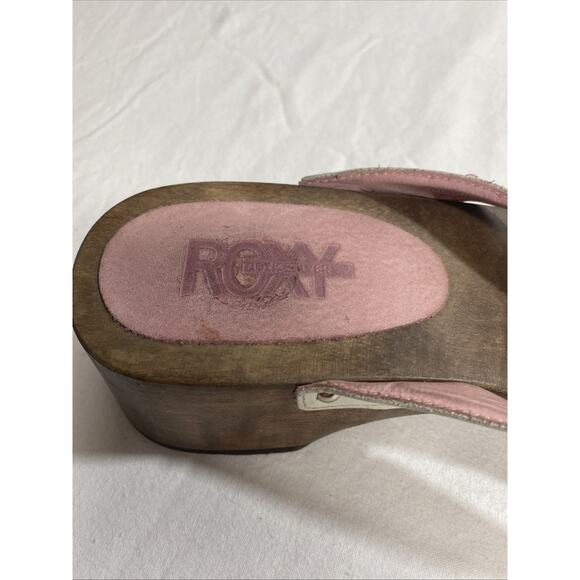 Roxy Quicksilver Vintage Moonstone Wood Sandal With Bling And Thick Heel Y2K - Picture 3 of 6